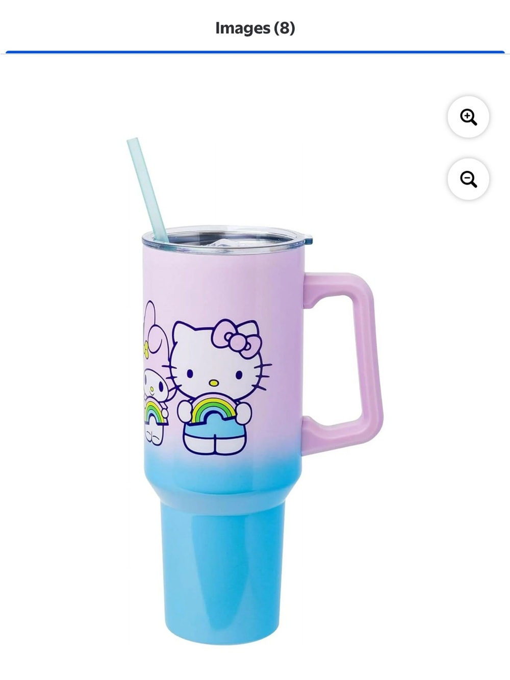Hello Kitty Purple-to-Blue Kids Travel Mug with Rainbow Graphic